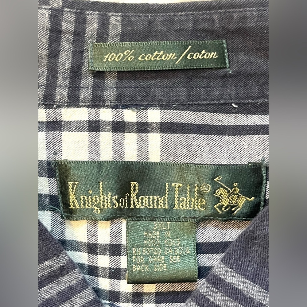 Knights of Round Table Men's Dark Gray and White Plaid Shirt Size 3XL - Picture 3 of 10